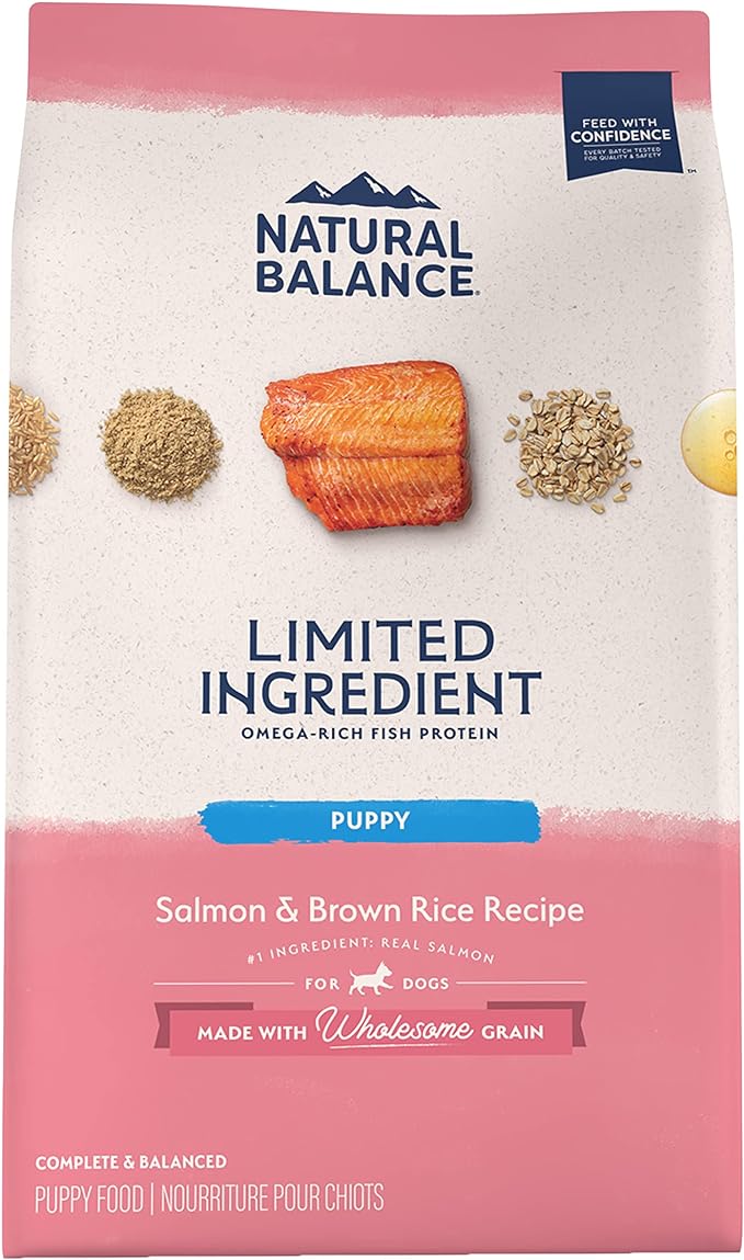 Natural Balance Limited Ingredient Puppy Dry Dog Food with Healthy Grains, Salmon & Brown Rice Recipe, 24 Pound (Pack of 1)