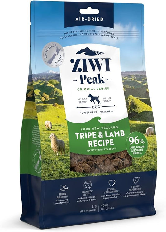 ZIWI Peak Air-Dried Dog Food – All Natural, High Protein, Grain Free & Limited Ingredient with Superfoods (Tripe & Lamb, 1.0 lb)