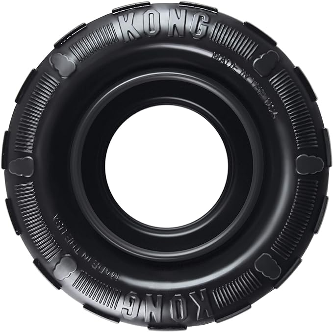 KONG Extreme Tires - KONG's Most Durable Natural Rubber Chew & Fetch Toy - Treat Dispenser Dog Tire Toy - Pet Supplies for Outdoor & Indoor Play - For Medium/Large Dogs