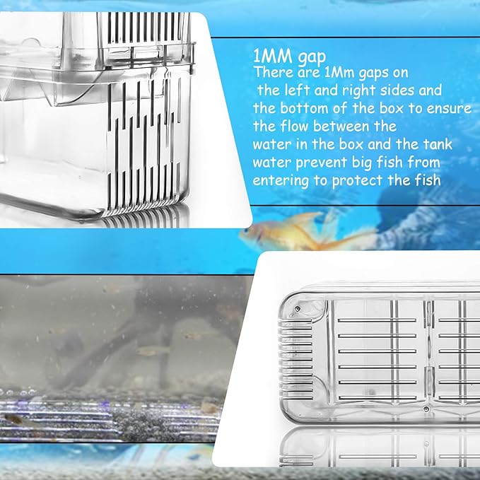 Fish Breeding Box Aquarium Fish Tank Hatchery Incubator Breeder Box Fish Breeding Tanks Acrylic White Breeder Isolation Divider Hatching Boxes with Suction Cups