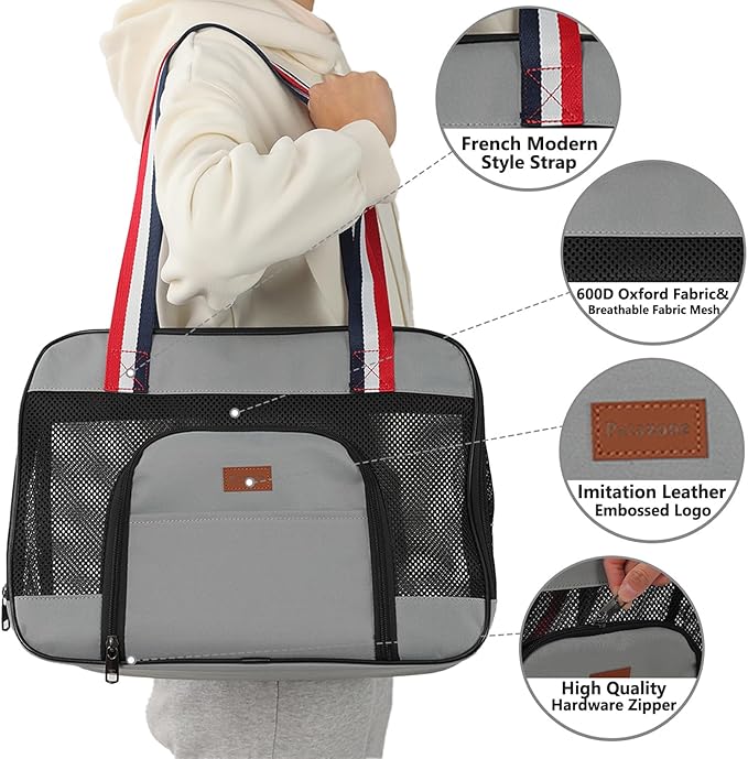 Grey Puppy Carrier Small Dog Handbag Cat Bag Bunny Rabbit Small Animal Purse Traveling Outdoor Go to The Vet Carry (Small, Grey)