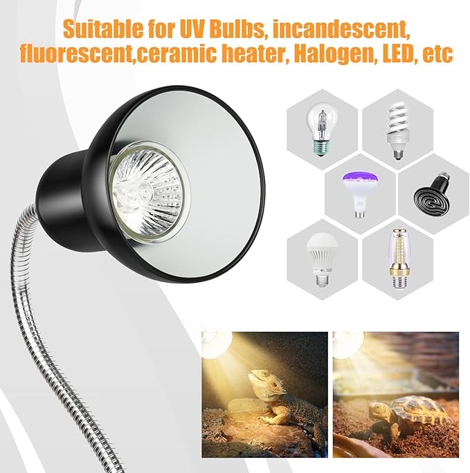 Reptile Heat Lamps, UVA/UVB Turtle Lamp,Turtle Aquarium Light Bulbs, Heating Lamps with Cycle Timer, 360° Rotatable Heat Lamp for Lizard Turtle Snake Aquarium Aquatic Plants,2 Heat Bulbs E27 110V