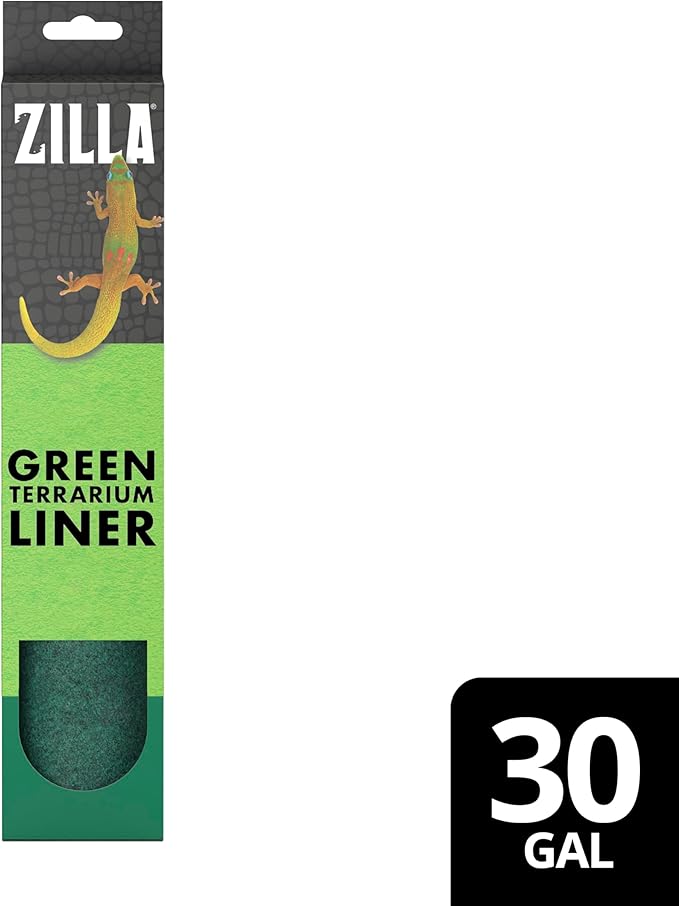 Zilla Reptile Terrarium Liner, Odor Reducing, Non-irritating, Ideal for Juvenile Reptiles and Tropical Habitats, Green, Fits Tank Size 30 Gallon, 17.25” x 35.5”