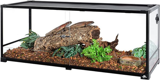 67 Gallon Reptile Tank, Glass Reptile Terrarium 48" x 18" x 18", Sliding Door, Top Ventilation, Cable Pass, Humidify Hole, Large Reptile Cage Habitat for Bearded Dragon, Lizard, Snake, Gecko