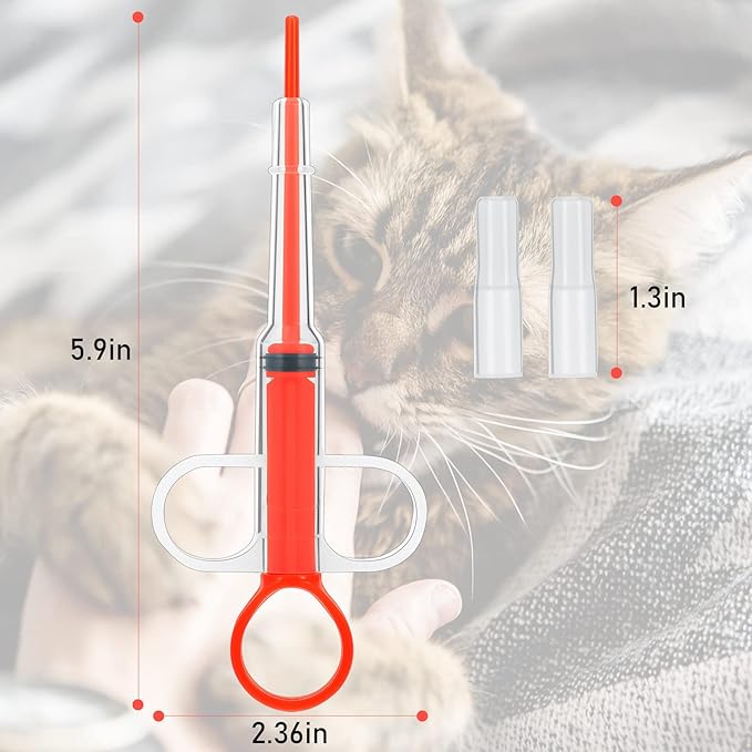 Nuanchu 4 Pieces Pet Pill Plunger Popper for Small Cats Dogs Pill Gun Dispenser Shooter Pet Piller Soft Tip Tablet Syringe Pusher Animal Medicine Feeder for Feeding Accessories (Red)