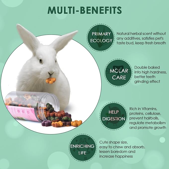 KATUMO Rabbit Treats, Dwarf Hamster Treats Natural Chew Toys for for Guinea Pig Hamster Bunny Chinchilla Gerbil, 180g / 6oz