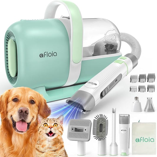 Afloia Dog Grooming Kit, Pet Grooming Vacuum & Dog Clippers, Nail Grinder Trimmer & Dog Brush for Shedding with Vacuum Grooming Tools, Low Noise Dog Vacuum Hair Remover Pet Grooming Supplies