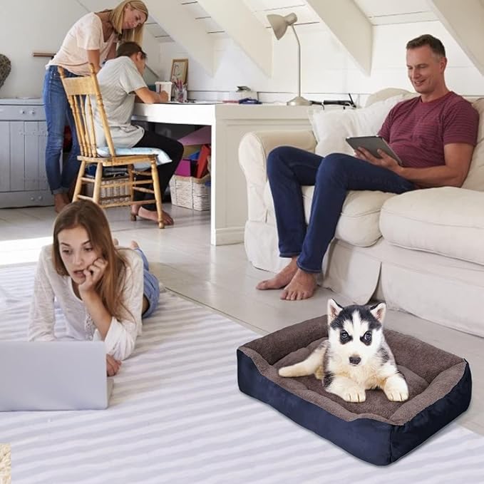 PUPPBUDD Dog Beds for Medium Dogs, Washable Dog Bed Comfortable and Breathable Pet Bed Rectangle Warming Dog Bed for Medium Dogs