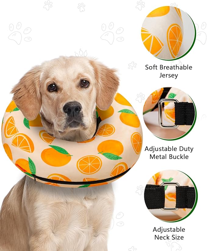 Dog Cone Collar for Small Medium Large Dogs for After Surgery, Pet Inflatable Neck Donut Collar Soft Protective Recovery Cone for Dogs and Cats - Alternative E Collar Does Not Block Vision - Orange,S