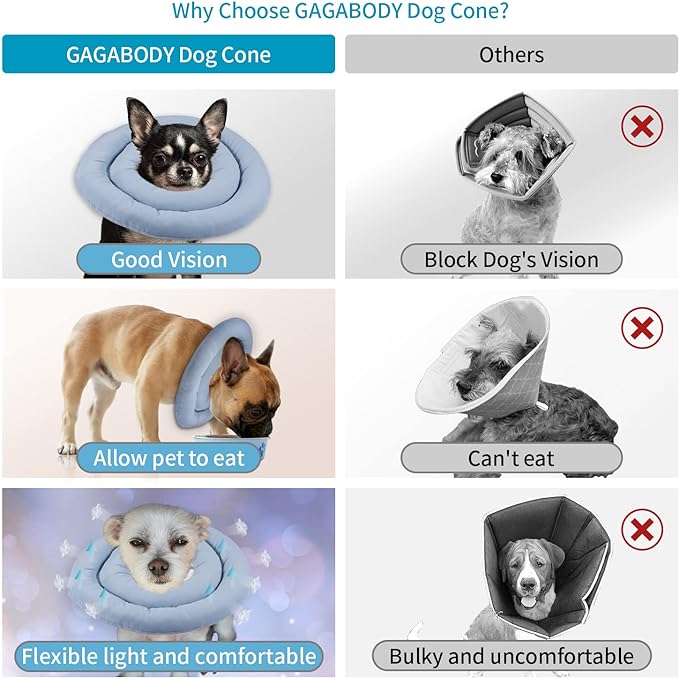 Gagabody Dog Cones for Large Dogs,Comfortable Adjustable Soft Dog Cone Alternative After Surgery,Elizabethan Donut Collar for Large Dogs Recovery,Different Sizes for Cats,Medium Dogs and Small Dogs