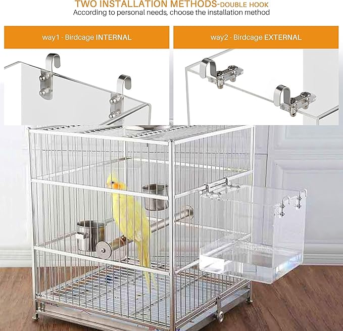 Hanging Bird Bath Cube Bird Bathtub Bath Shower Box Bowl Cage Accessory for Little Bird Canary Budgerigar Parrots Crested Myna Cockatiel Lovebird Parakeet Bath (Large)