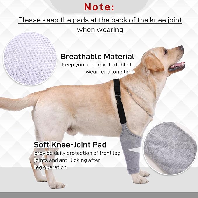 Dog Recovery Suit Front Legs, Dog Recovery Sleeve After Surgery with Elastic Band, Protective Elbow Protector for Medium Large Dogs, Dog Cone Alternative to Stop Licking Leg Wounds,Grey,3XL