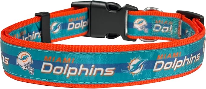 New & Improved Pets First NFL Miami Dolphins Licensed PET Collar, Medium - Heavy-Duty, Strong, and Durable New Dog Collar. Available in 32 Football Teams and 4 Sizes