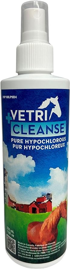 VetriCleanse Pet Itch Relief & Wound Care Spray with Hypochlorous Acid - Skin + Coat Care - Dog & Cat Deodorizer, Eye Cleaner & Ear Cleaner for All Animals - 225ml