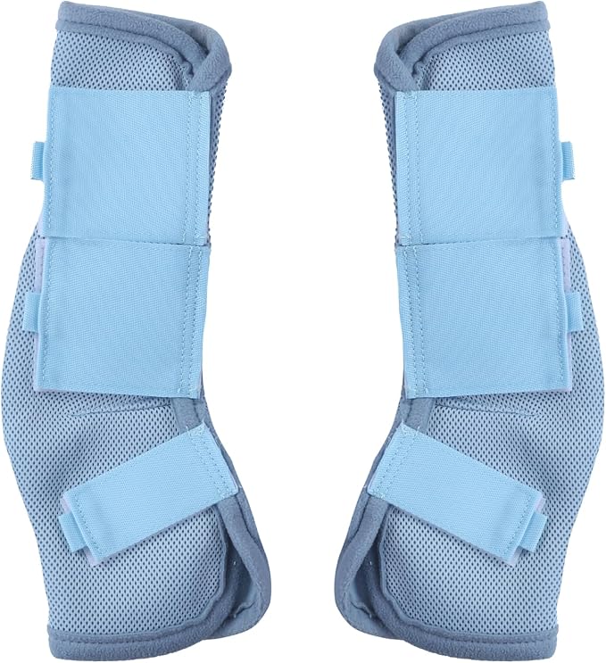 Horse Fly Boots Set of 4, Breathable Comfy Mesh Fly Boots for Horses, Non-slip Horse Fly Leggings No More Stomping & Horsefly Nuisance Lightblue Cob