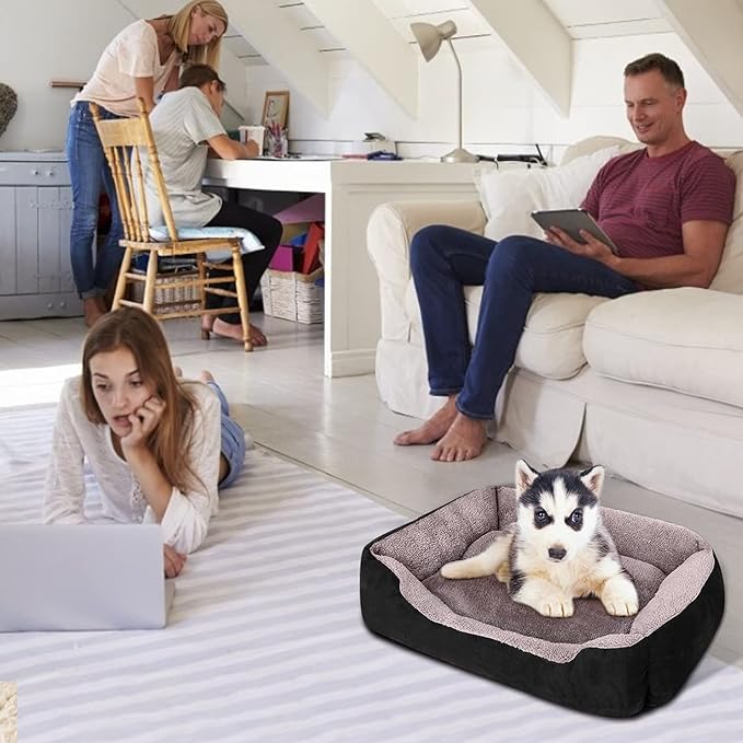 PUPPBUDD Dog Beds for Medium Dogs, Washable Dog Bed Comfortable and Breathable Pet Bed Rectangle Warming Dog Bed for Medium Dogs