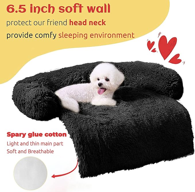 HACHIKITTY Dog Sofa Bed Mat Cover Soft Plush, Couch Cover for Dogs Dog Mat for Furniture Protector Pet Sofa Mat for Dogs, Dog Furniture Bed Sofa Cushion Washable Dogs Bed Mats (Large Black)