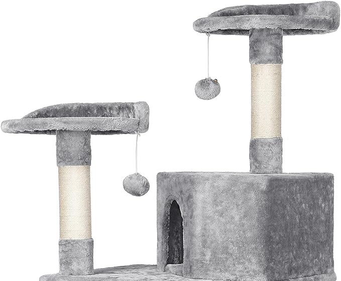 Yaheetech 59 inches Multi-Level Cat Tree Condos Stand Furniture Climber Castle with Cat Scratching Posts, Plush Perch and Hammock for Kittens,Cats and Pets