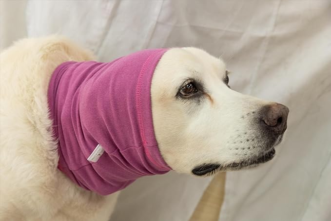 Noise Ear Covers for Dogs Hoodies Ear for Dog Bath Dog Neck Protector Dog Ear Wrap Snood Pet Quiet Ears for dogs Rose L