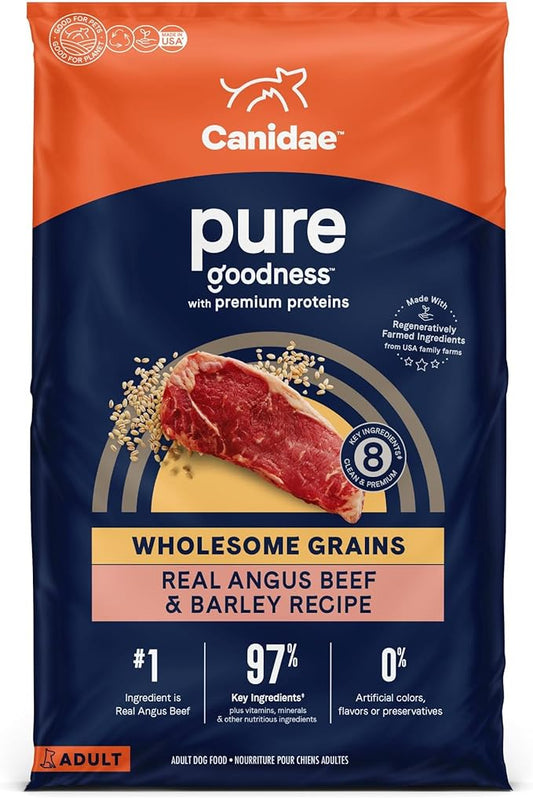 CANIDAE Pure Limited Ingredient Premium Adult Dry Dog Food, Real Beef & Barley Recipe, 22 lbs, with Wholesome Grains