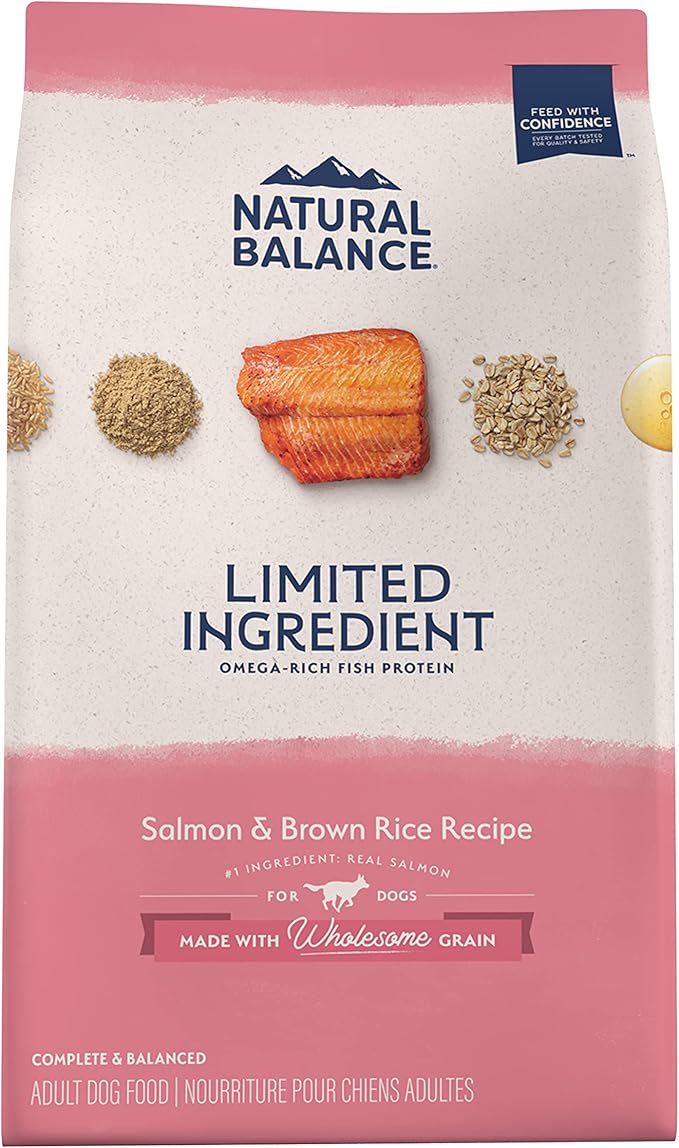 Natural Balance Limited Ingredient Adult Dry Dog Food with Healthy Grains, Salmon & Brown Rice Recipe, 12 Pound (Pack of 1)