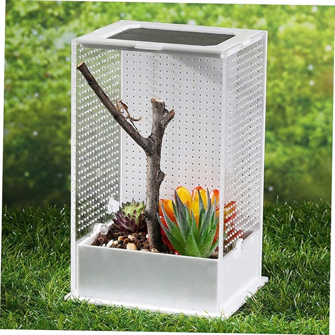 POPETPOP Reptichip 3 Pcs Villa Box Glass Containers Snail Terrarium Lizard Terrarium Lizard Reptile Container Shrimp Breeding Tank Snake Hatching Box White Acrylic Climbing Box Aquarium Reptisoil