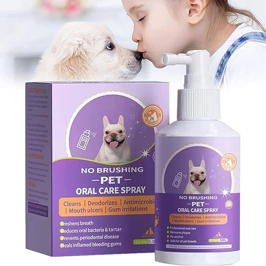 Pet Clean Teeth Spray, Teeth Cleaning Spray for Dogs & Cats, Targets Tartar & Plaque, Eliminate Bad Breath, Without Brushing