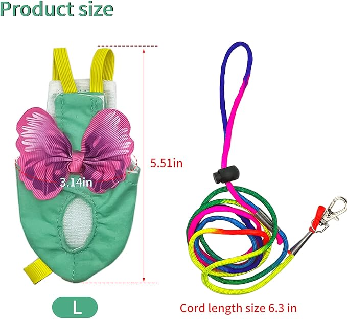 Bird Diapers Harness and Leash Parrot Flight Clothes Suit Bird Clothes Washable Parakeet Recovery Diapers for Small Medium Birds Parakeets Parrot Cockatiel Conure M