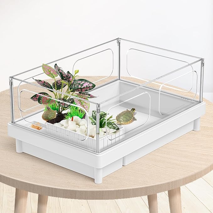 Reptile Artificial Plants, Terrarium Plants Decorations Supplies, Aquarium Fish Tank Plant, Amphibian Habitat Hideout Tank Accessories(M Set-4pcs/A)