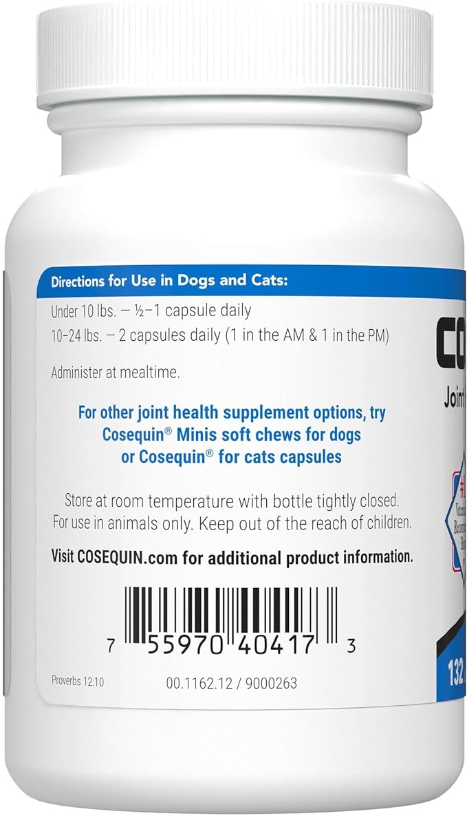 Nutramax Cosequin Joint Health Supplement for Cats and Small Dogs - With Glucosamine and Chondroitin, 132 Capsules