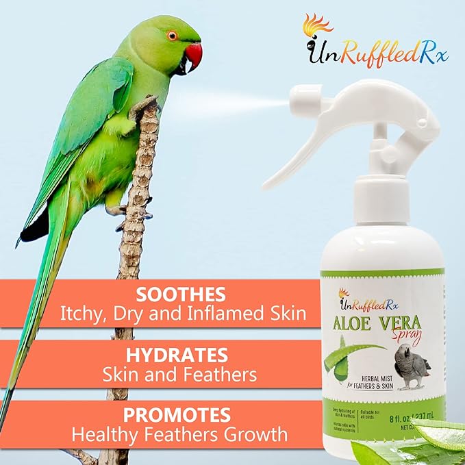 Aloe Vera Bird Bath Spray for Daily Care & Skin Health 8 Fl Oz - Soothe, Soften, and Protect Your Bird