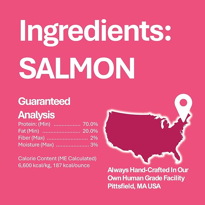 Whole Life Pet Just One Salmon - Cat Treat Or Topper - Human Grade, Freeze Dried, One Ingredient - Protein Rich, Grain Free, Made in The USA