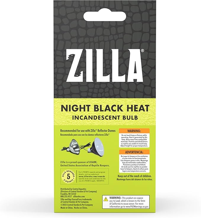 Zilla Reptile Terrarium Incandescent Heat Bulb, Night Black, 150 Watts