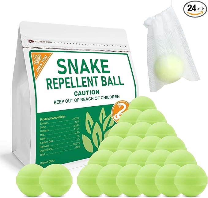 24 Pack Snake Repellent for Yard Powerful, Snake Away Repellent for Outdoors, Moth Balls for Snakes, Pet Safe Snake be Gone for Lawn Garden