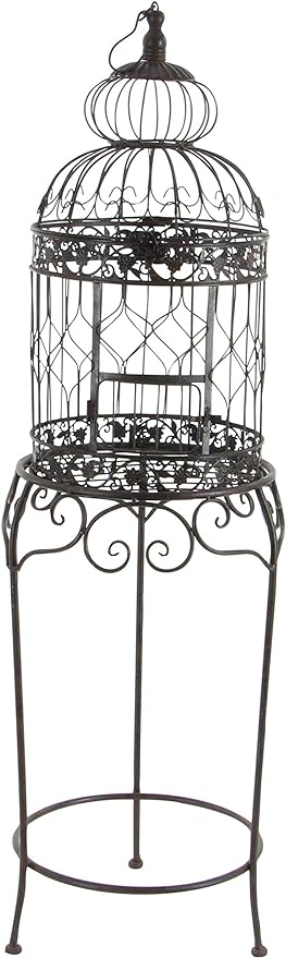 Deco 79 55122 Benzara Victorian Style Bird Cage, 47" H/14 W, Black