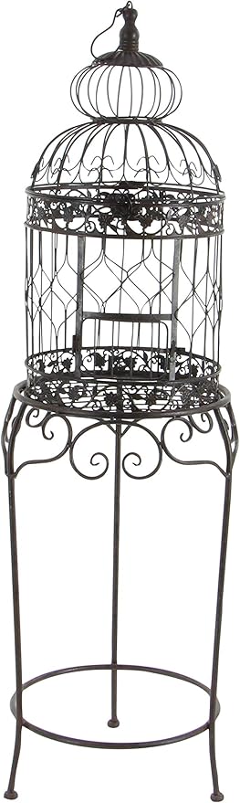 Deco 79 55122 Benzara Victorian Style Bird Cage, 47" H/14 W, Black