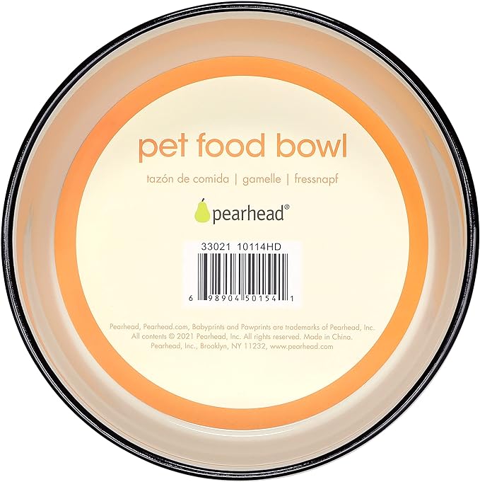 Pearhead Dog Faces Pet Bowl, Dog Water and Food Dish, Pet Owner Dog Accessory, Ceramic Dog Bowl, Microwave and Dishwasher Safe, Gray and White, Holds 9 Cups, Large