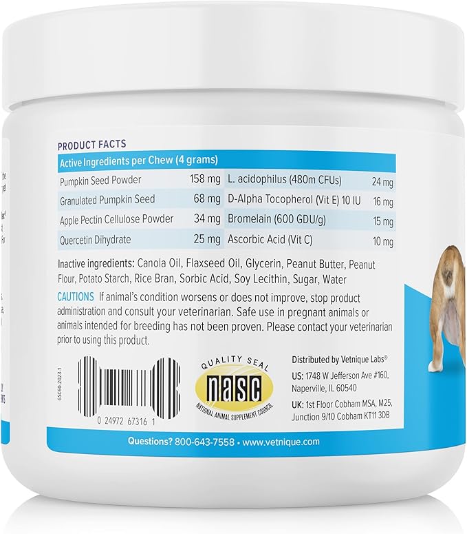 Glandex Anal Gland Soft Chew Treats with Pumpkin for Dogs Digestive Enzymes, Probiotics Fiber Supplement for Dogs Boot The Scoot (Peanut Butter Chews, 60ct)