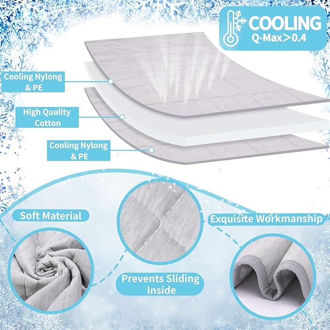 Dog Cooling Blanket, 0.4 Q-MAX Cooling Blanket For Large Dogs Washable, Cool To Touch Dog Blankets For Bed Cover, Soft Lightweight Cooling Dog Blanket Help Your Pet Sleep Well In Summer (43"×55"/Grey)
