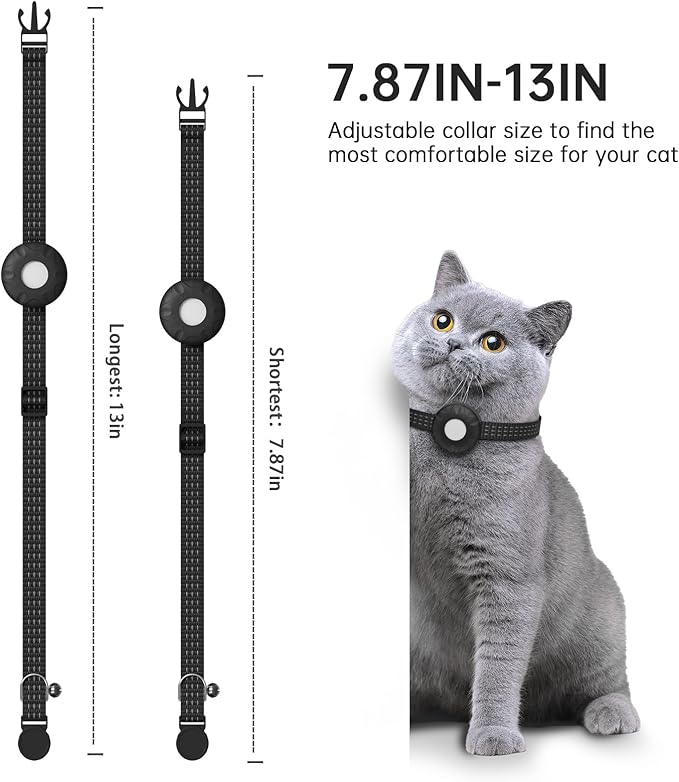 Cat Tracker Collar, No Monthly Fee Pet Tracker for Cats (iOS Only), Pet Dog Location Tracker with Safety Elastic Buckle, Air Tracker Tag Included, Only Support Apple Find My App