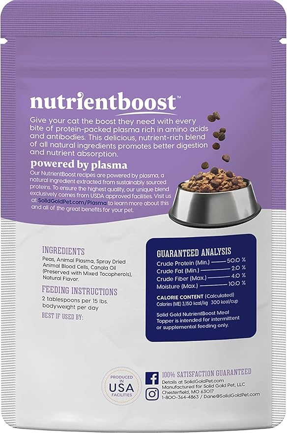 Solid Gold NutrientBoost Meal Topper for Cats - High Protein Crunchy Cat Treats Rich in Vitamins Minerals and Amino Acids - 1 Pound