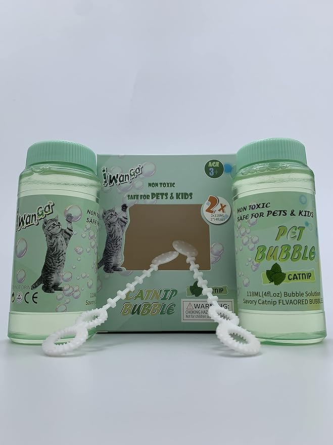 Catnip Bubbles Catnip Toys for Cats 4oz*2- Unbelievable Catnip Flavor Bubble for Cats -Non-Toxic Formula,Let The cat Chase Avoids Boredom & Keeps Pets Active.