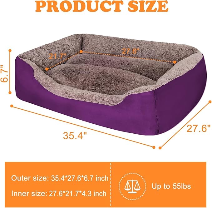 PUPPBUDD Dog Beds for Medium Dogs, Washable Dog Bed Comfortable and Breathable Pet Bed Rectangle Warming Dog Bed for Medium Dogs