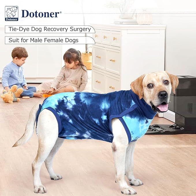 Dotoner Dog Recovery Suit Tie-Dye Pet Recovery Shirt Surgery Suit for Male Female Dogs Alternative E-Collar&Cone Protecting Abdominal Wounds Skin Disease Prevent Licking Wounds Dog Onesies