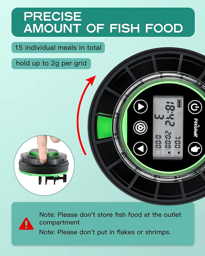 Automatic Fish Feeder for Aquarium - Moisture-Proof and Precision Feeding Betta Vacation Feeder, USB Rechargeable Auto Fish Food Dispenser with Timer,LCD Display