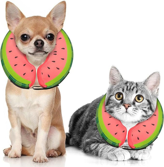 Dog Cone Collar for Small Medium Large Dogs for After Surgery, Pet Inflatable Neck Donut Collar Soft Protective Recovery Cone for Dogs and Cats - Alternative E Collar Does not Block Vision - Red,XS