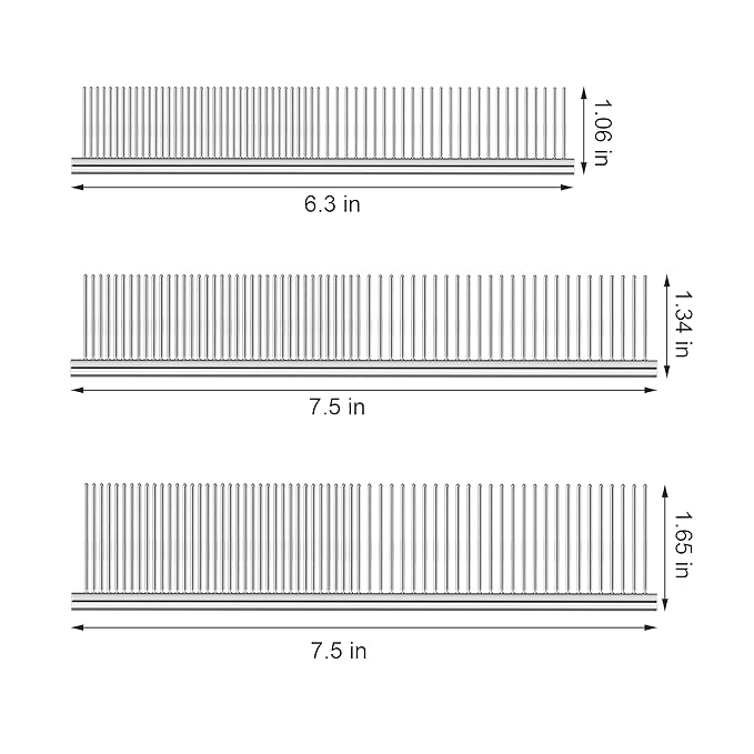 3 Pack Metal Comb For Dogs,Cat Grooming Comb,Dog Combs,Doodle Comb,Shedding Comb,For Professional Grooming Tool For Long And Short Haired Dog,Cat And Other Pets. (Large Medium Small)