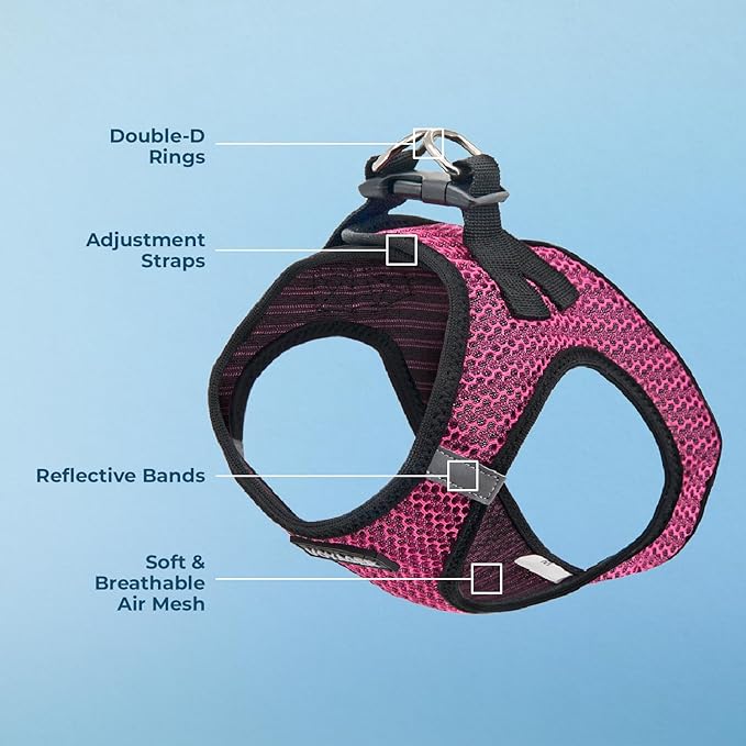 Voyager Step-in Air Dog Harness - All Weather Mesh Step in Vest Harness for Small and Medium Dogs and Cats by Best Pet Supplies - Harness (Fuchsia 2-Tone), XS (Chest: 13-14.5")