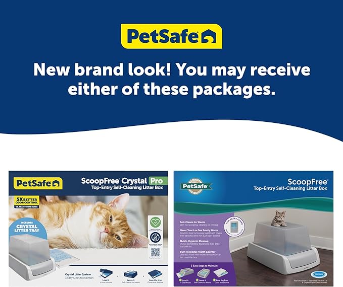 PetSafe ScoopFree Crystal Pro Front-Entry Self-Cleaning Cat Litter Box - Never Scoop Litter Again - Hands-Free Cleanup with Disposable Crystal Tray - Less Tracking, Better Odor Control