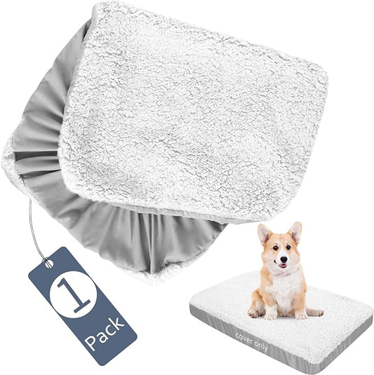 Dog Bed Covers Soft Plush Replacement Washable, Waterproof Dog Bed Liner White, Dog Mattress Cover, Pet Bed Cover 30x20 Inches, for Dog/Cat, Cover Only